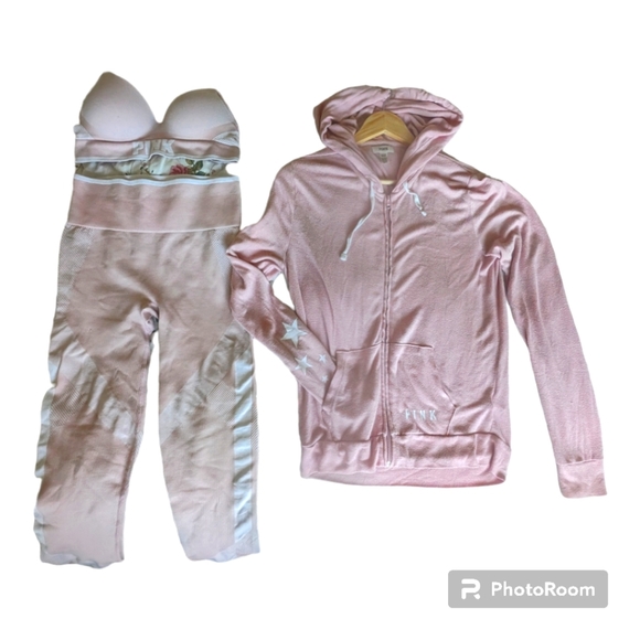 Victoria Secret l Baby Pink Athletic Set l 3 Piece Set - Picture 1 of 4